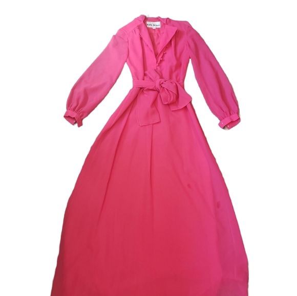 Gorgeous, rare 70s Edith Strauss pink dress - Picture 1 of 11